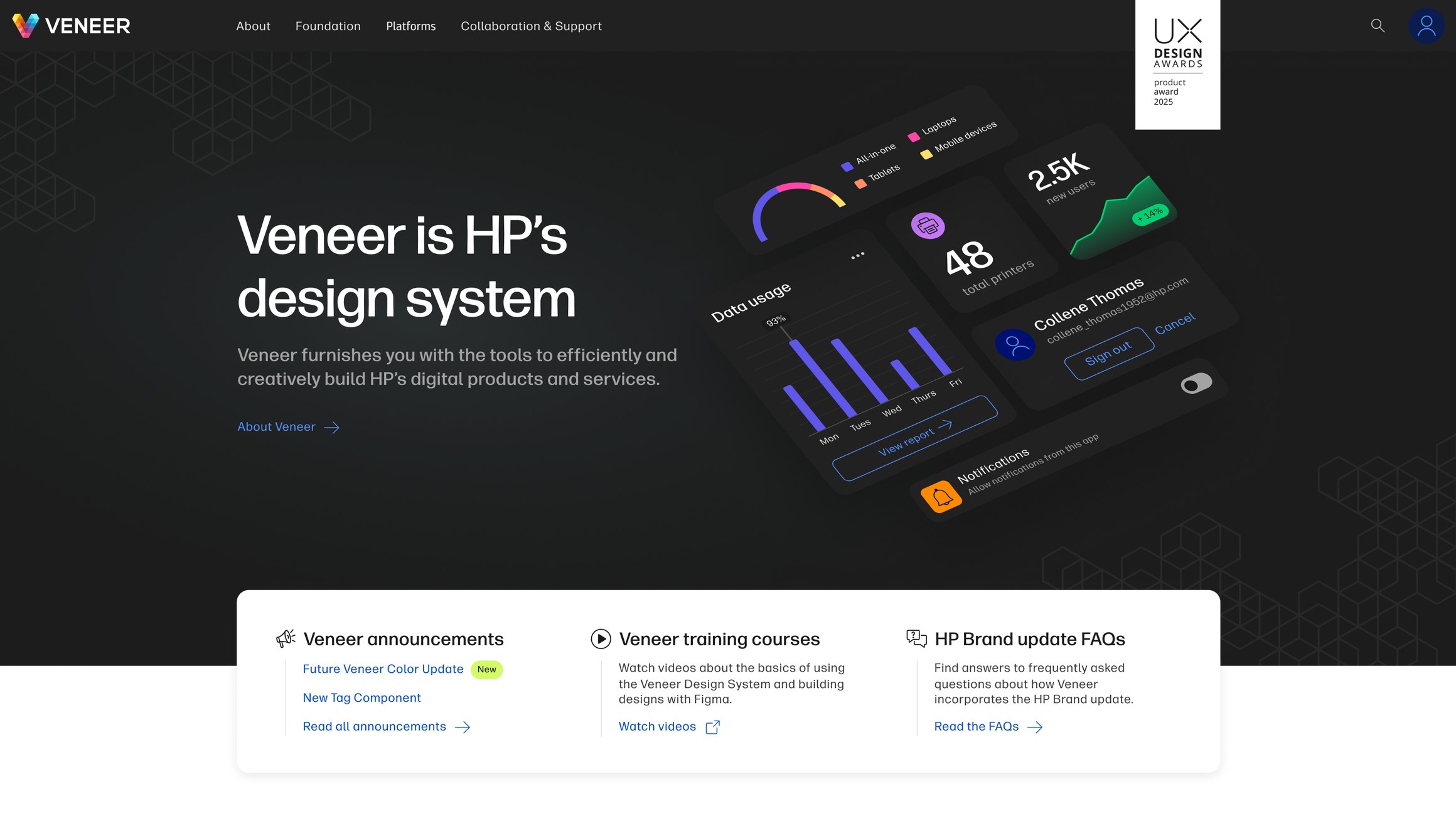 The Veneer V3 documentation site homepage